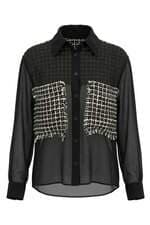 Camisa Zara feminina preta com detalhe em tricô