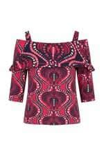 blusa Infantil Menina vermelha com babado manga longa 