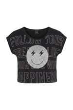 Cropped Infantil Menina Amora Preto 