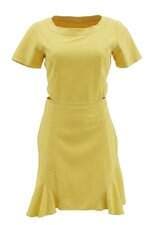 vestido feminino Linda de Morrer amarelo  com forro e recortes