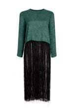 blusa Zara feminino verde com franja