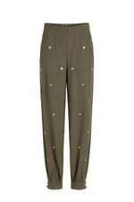 Calça de viscose Maria Filó verde com aplique