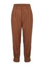 Calça de tecido feminino marrom