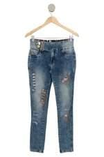Calça jeans Afront azul com aplique