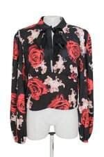 Blusa feminina preta estampada