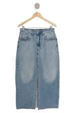 Saia jeans longa C&A azul com fenda