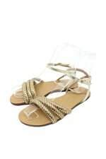 Rasteirinha Schutz dourada com strass