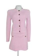 Conjunto Cardigan e Saia em Malha Texturizada Rosa Zara