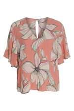 blusa Shoulder rosa estampada