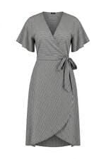 Vestido transpassado Deliriyou cinza listrado