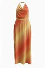 Vestido longo Elegance laranja com fenda