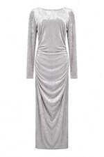 Vestido Midi Feminino Zara Drapeado com Decote nas Costas Cinza