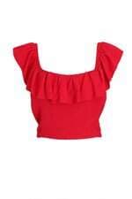 Blusa cropped Achados das Influencers vermelha
