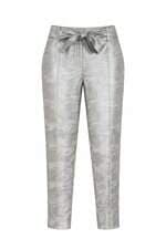 Calça Clochard Lafort Prata metalizada com faixa na cintura