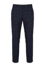 Calça alfaiataria Zara masculina azul marinho xadrez