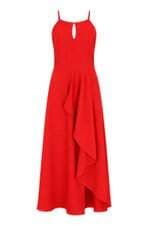 Vestido Tvz em crepe com babado vermelho