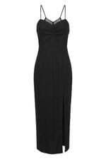 Vestido Midi Feminino Zara Preto com Fenda