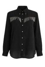 Camisa Zara feminina preta com aplique