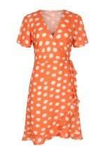 Vestido Curto 3 Laranja Estampa de Poá