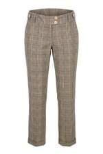 Calça de Alfaiataria Feminina Marrom Xadrez