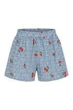 Shorts Feminino Achados das Influencers Xadrez Azul e Branco Estampado