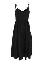 Vestido Midi C&A Alças Finas Franzido Preto 