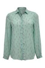 Camisa Zara feminina verde estampada