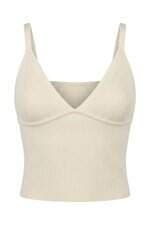Blusa Cropped Zara em tricot bege
