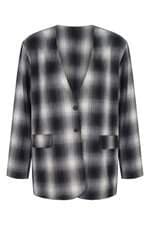 Blazer 787 plus size feminino azul xadrez