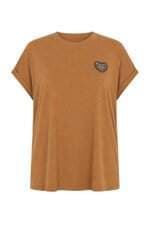 Camiseta Ashua marrom plus size com bordado