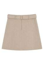 Saia Curta Feminina C&A em Suede com Cinto Bege
