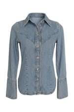 Camisa jeans MNG com barra mullet azul