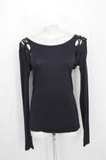 Blusa de malha bobstore feminina preta com manga longa