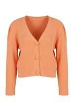 Cardigan C&A em tricot coral