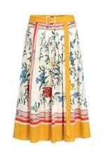 Saia Zara com cinto e pregas estampa floral