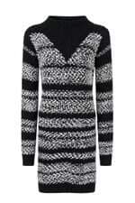 Vestido John John em tricot preto e branco