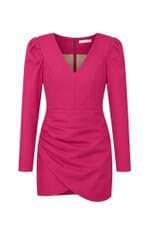 Vestido Feminino Ave Rara em Couro Drapeado Rosa