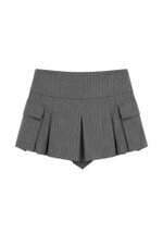 Shorts saia Alfaiataria Zara cinza risca de giz