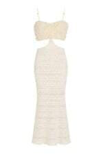 Vestido Longo Perfect Way com aplique bege