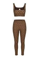 Conjunto Fitness Achados das Influencers marrom estampado