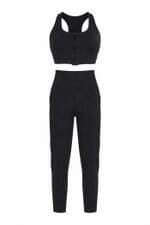 Conjunto Fitness Alto Giro preto com recortes