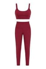 Conjunto Fitness Alto Giro vinho
