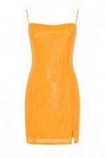 Vestido curto C&A laranja com paetê