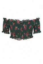 Blusa cropped Esmeral verde floral