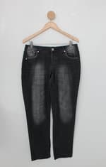 Calça Jeans strip jeans feminina preta estonada 