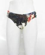 Calcinha de biquíni com lateral franzida água de coco feminina estampada