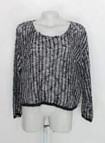 Suéter cor doce feminino azul e branco com Transparência
