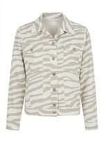 blazer caos feminino bege listrado com ombreira