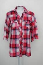 Camisa deux fashion feminina xadrez rosa com Babado
