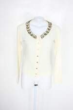 Cardigan mamô feminino bege com Aplique